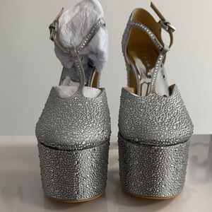 Sparkling Silver Platform Heels